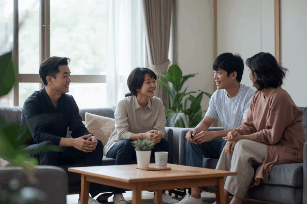 借地権相続の不安を家族で話し合う様子をイメージ。